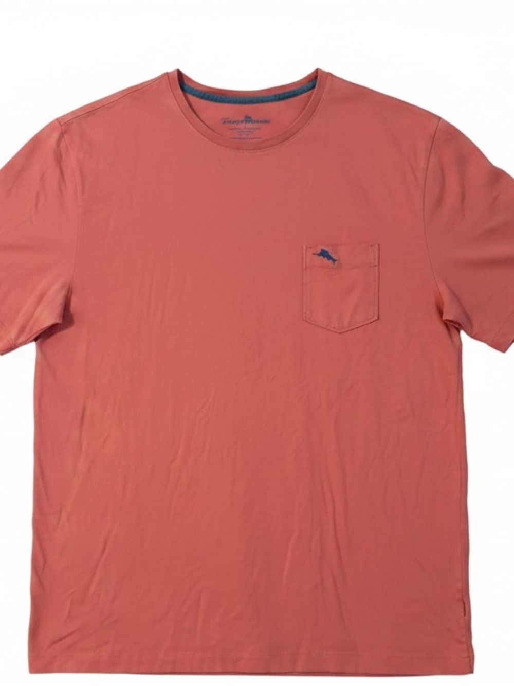 Tommy Bahama RELAX Logo Pocket Short Sleeve Pima Cotton Tee T Shirt in Coral